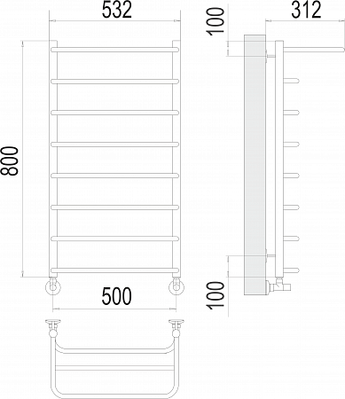 Полка П8 500х800  Полотенцесушитель  TERMINUS Ялта - фото 3