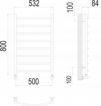 Классик П8 500х800 Полотенцесушитель  TERMINUS Ялта - фото 3