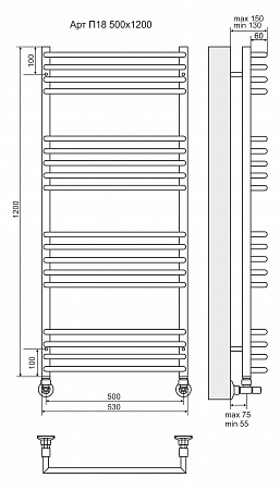 Арт П18 500х1200 Полотенцесушитель TERMINUS Ялта - фото 3 Арт П18 500х1200 Полотенцесушитель TERMINUS Ялта - фото 3