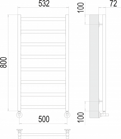 Аврора П8 500х800 Полотенцесушитель  TERMINUS Ялта - фото 3
