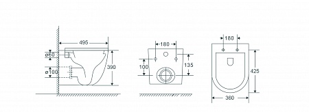 Подвесной унитаз безободковый Terminus Аврора Monolit 495х360 белый Ялта - фото 3 Подвесной унитаз безободковый Terminus Аврора Monolit 495х360 белый Ялта - фото 3