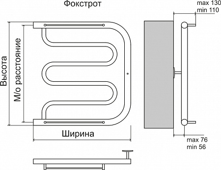 Фокстрот AISI 32х2 600х600 Полотенцесушитель  TERMINUS Ялта - фото 3