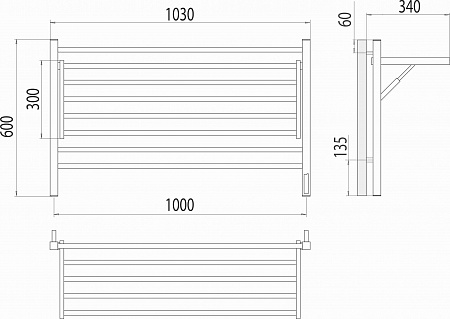 Горизонт П8 1000х600 электро КС ЧЕРНЫЙ МУАР (sensor quick touch) Полотенцесушитель TERMINUS Ялта - фото 5